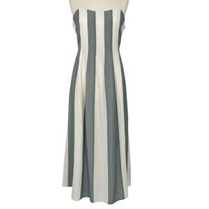 Madewell XS Striped Maxi Dress Gray White Sleeveless Camisole Linen Blend - AC